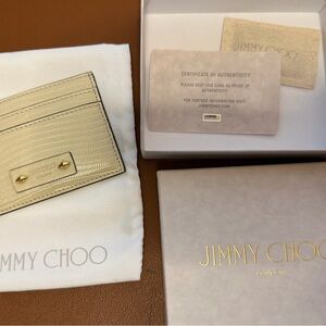 Jimmy Choo Umika Leather Card Holder with Gold Accents
